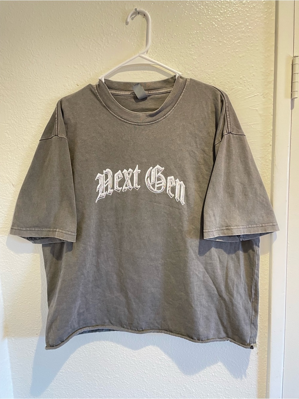 🩶 Y2K Chrome Oversized Graphic Tee w/ Cropped Hem • Next Gen 2025 Faith L 🪐